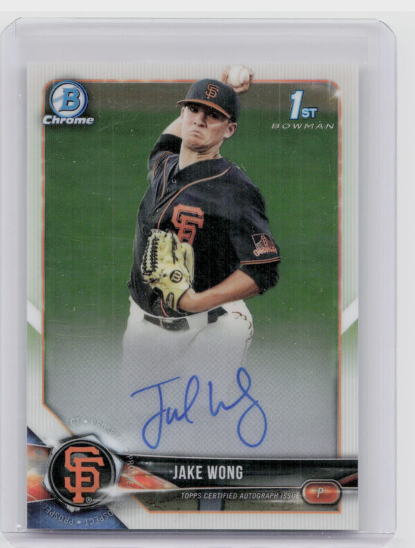 2018 Bowman Draft Jake Wong AU #CDA-JW Giants Chrome Draft Pick Autographs