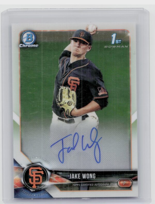 2018 Bowman Draft Jake Wong AU #CDA-JW Giants Chrome Draft Pick Autographs