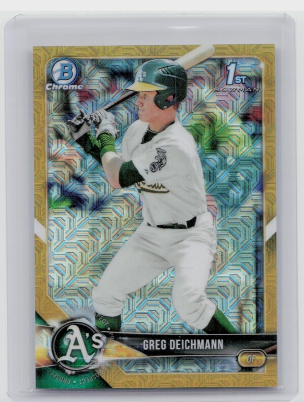 2018 Bowman Greg Deichmann SN50 #BCP45 Athletics Chrome Prospects Mojo Refractor
