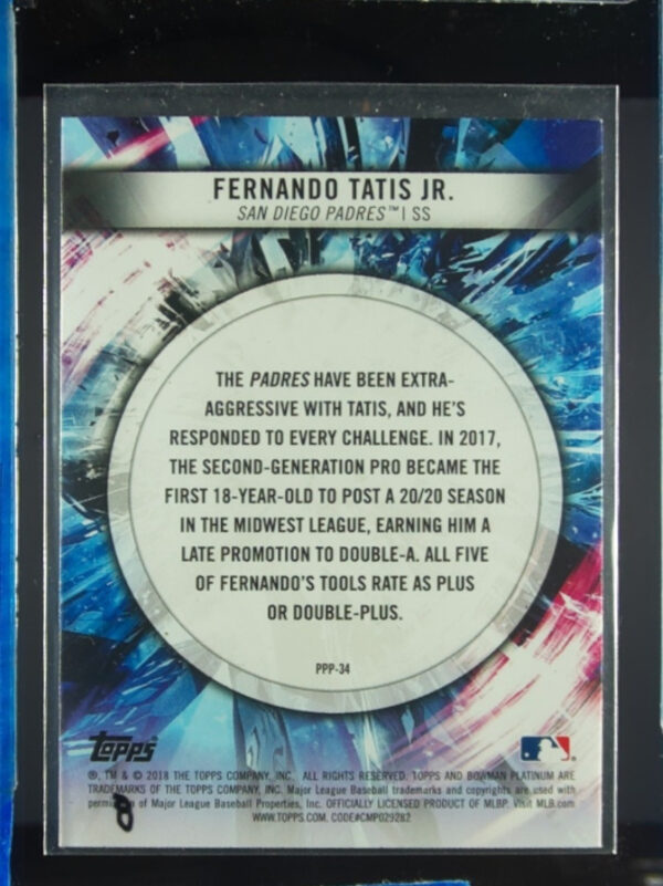 2018 Bowman Platinum Fernando Tatis Jr. #PPP-34 Padres Prismatic Prodigies - Image 3