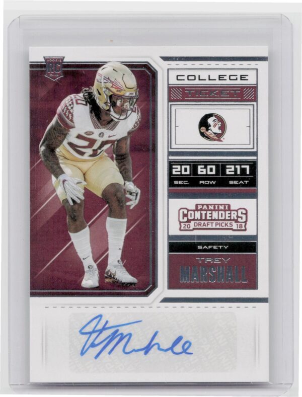 2018 Contenders Draft Picks Trey Marshall Auto #252 Seminoles