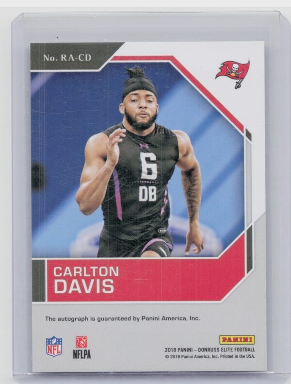 2018 Donruss Elite Carlton Davis AU SN299 #RA-CD Buccaneers Elite Rookie Autogra - Image 3