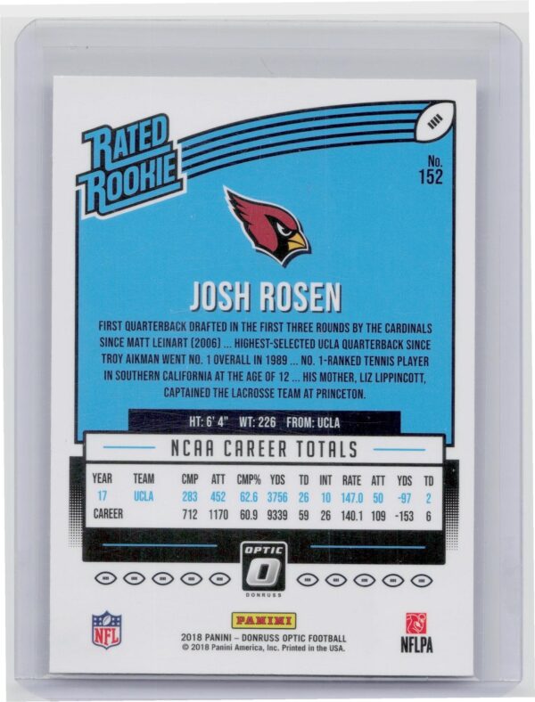 2018 Donruss Optic Josh Rosen RC #152 Cardinals - Image 3
