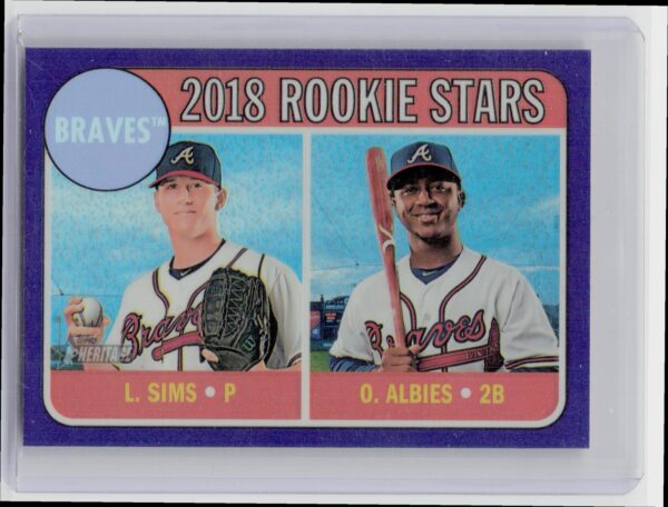 2018 Heritage Ozzie Albies / Lucas Sims Chrome Purple Refractor #THC-331 Braves