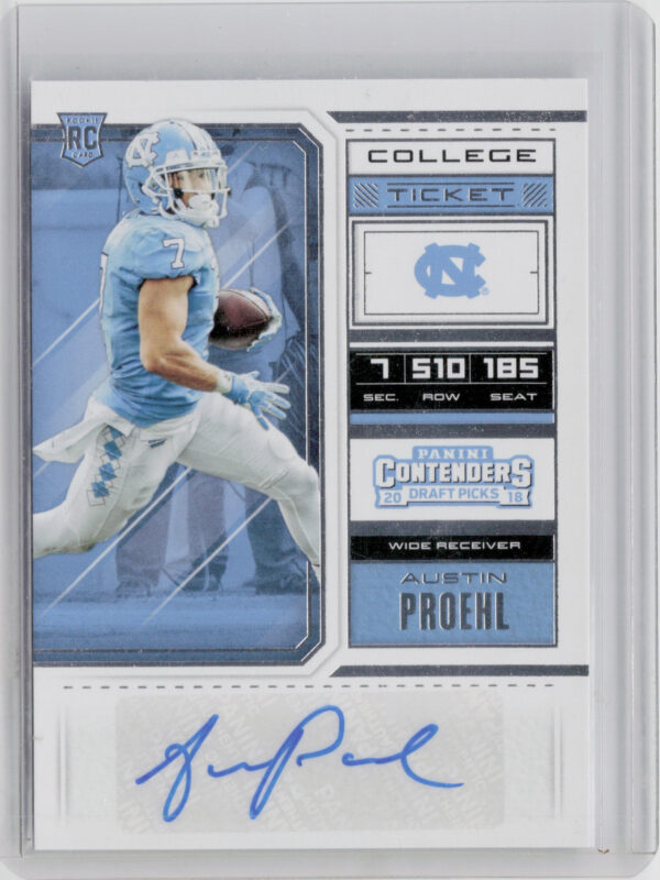 2018 Panini Contenders Draft Picks Austin Proehl AU #205 Heels