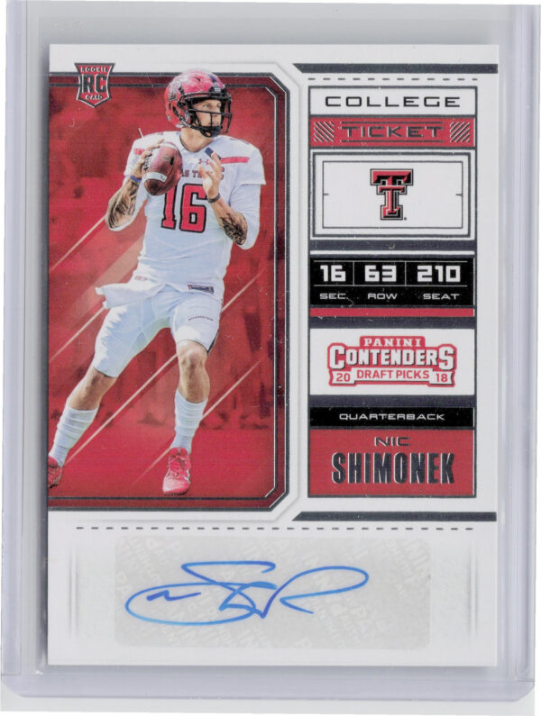 2018 Panini Contenders Draft Picks Nic Shimonek AU #296 Raiders