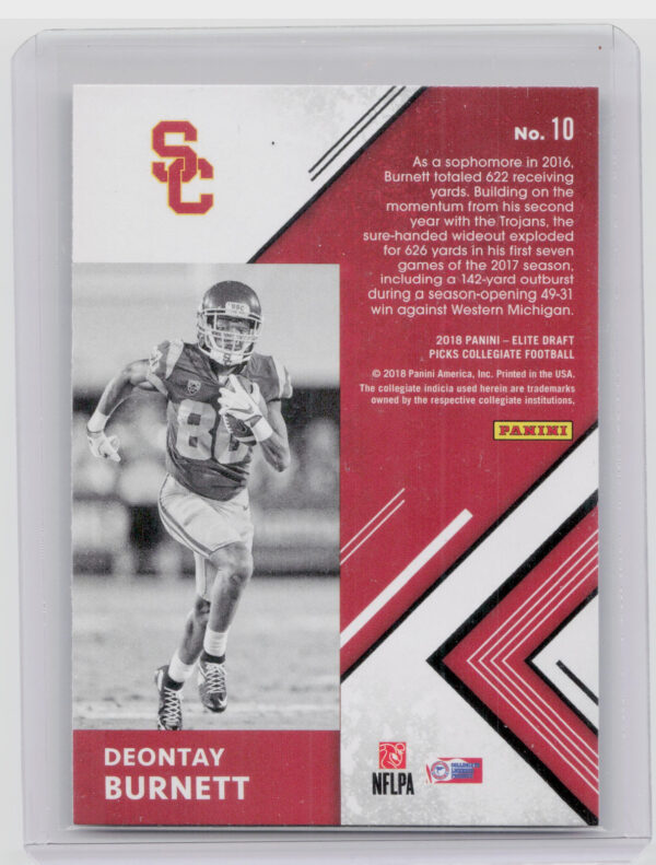 2018 Panini Elite Draft Picks Deontay Burnett #10 Trojans Chain Reaction - Image 3
