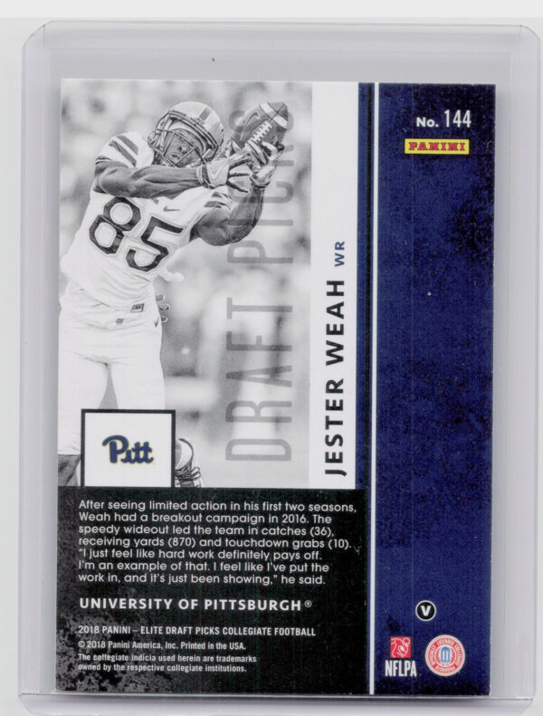 2018 Panini Elite Draft Picks Jester Weah VAR #144 Panthers - Image 3