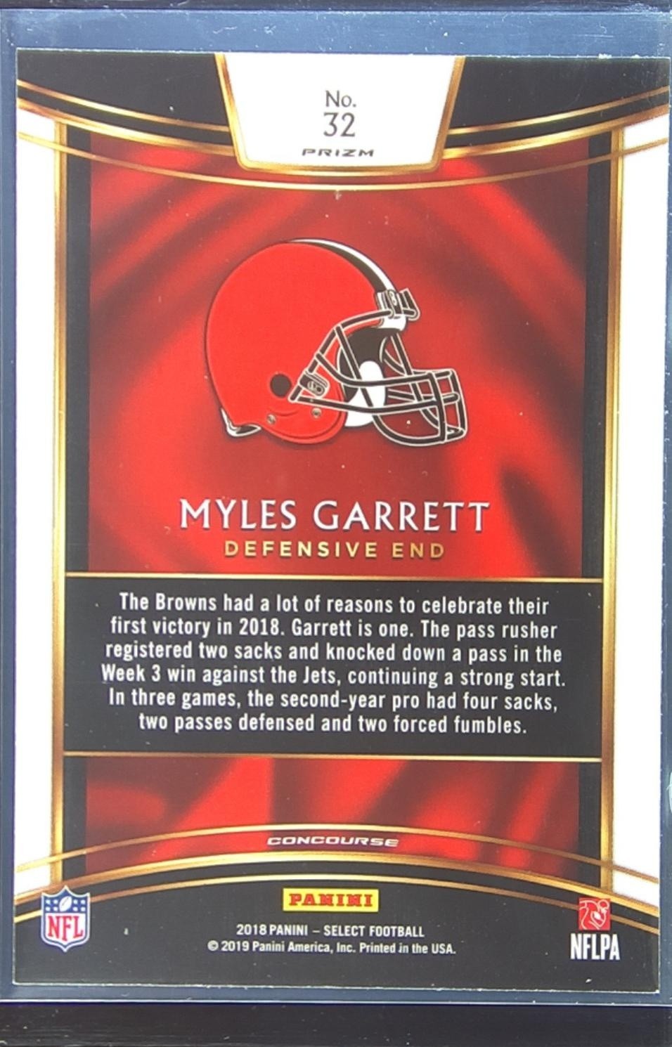 2018 Select Myles Garrett Silver Prizm #32 Browns - Image 3