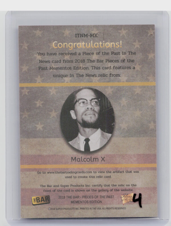 2018 The Bar Pieces of the Past  Mementos Edition:  Malcolm X - Image 3
