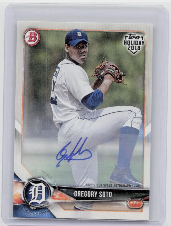 2018 Topps Holiday Bowman Gregory Soto AU SN99 #TH-GS Tigers Prospects Autograph