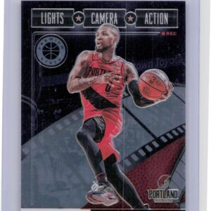 2019-20 Hoops Premium Stock Damian Lillard #8 Blazers Lights Camera Action