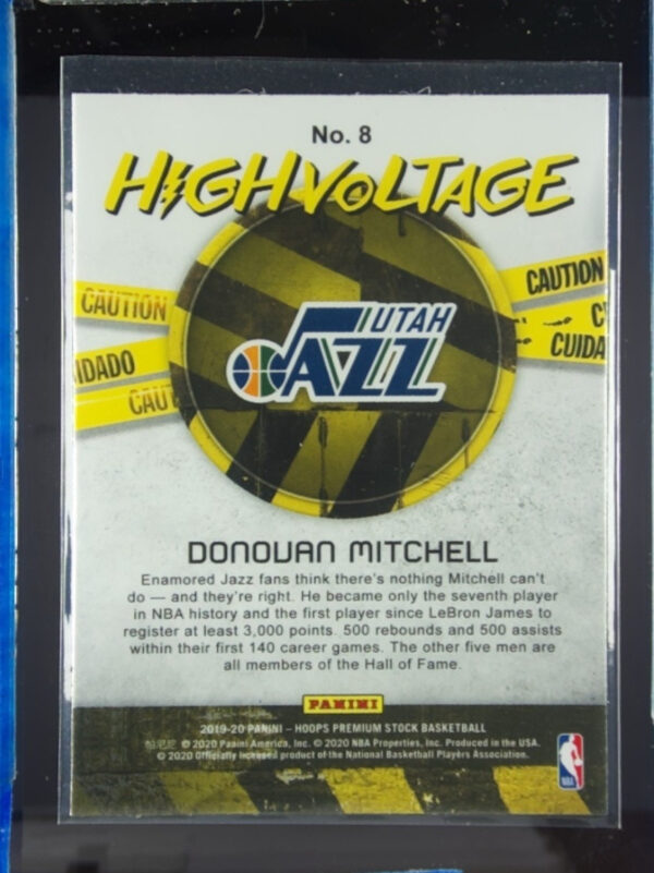 2019-20 Hoops Premium Stock Donovan Mitchell #8 Jazz High Voltage - Image 3