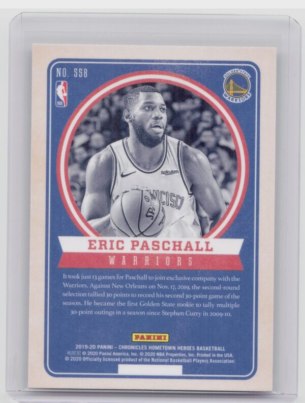 2019-20 Panini Chronicles Eric Paschall RC #558 Warriors - Image 3