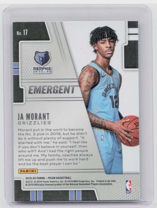 2019-20 Panini Prizm Ja Morant #17 Grizzlies Emergent - Image 3