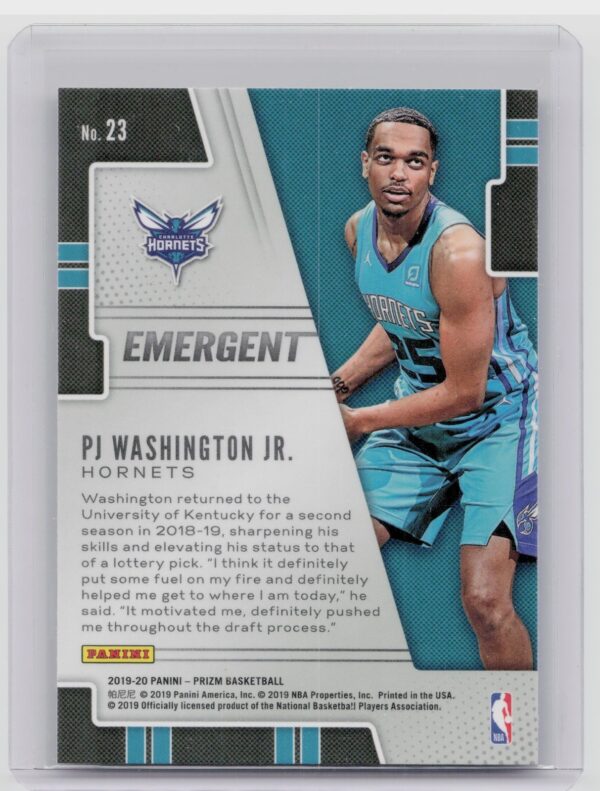 2019-20 Panini Prizm PJ Washington Jr. #23 Hornets Emergent - Image 3