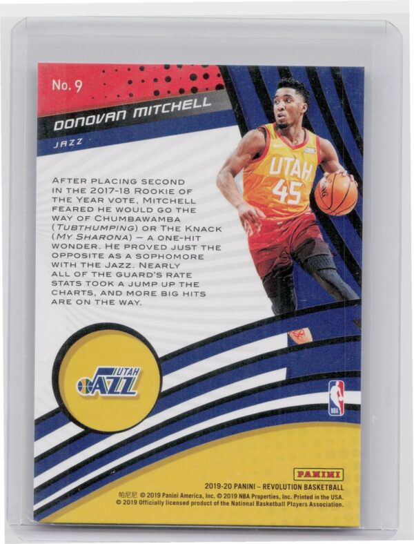 2019-20 Panini Revolution Donovan Mitchell #9 Jazz Vortex - Image 3