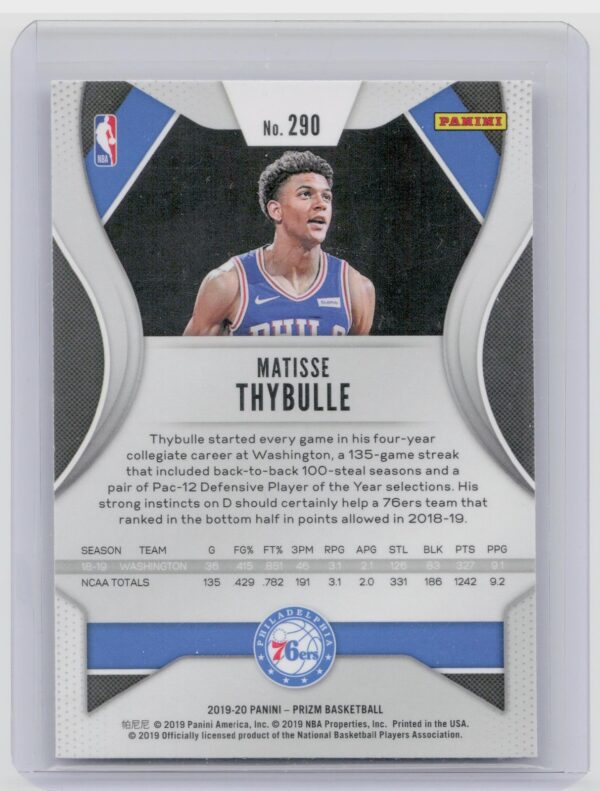 2019-20 Prizm Matisse Thybulle RC #290 76ers - Image 3
