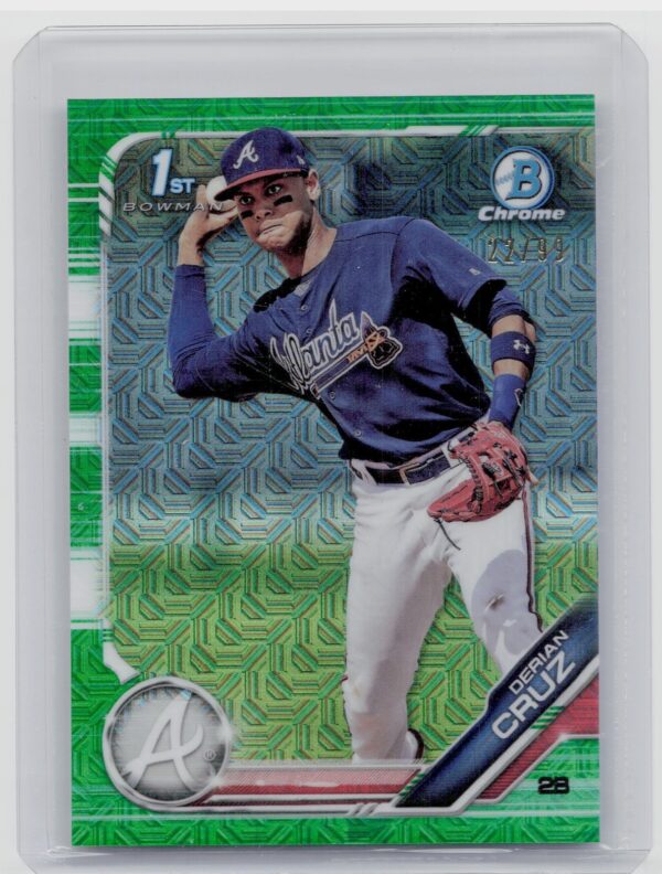 2019 Bowman Derian Cruz SN99 #BCP-11 Braves Mojo Refractors Green
