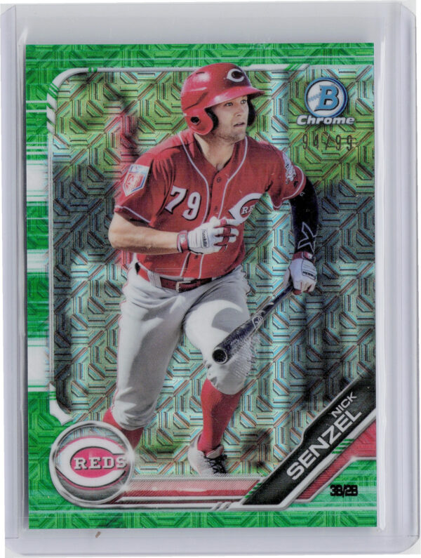 2019 Bowman Nick Senzel SN99 #BCP-43 Reds Chrome Prospects Mojo Refractors Green