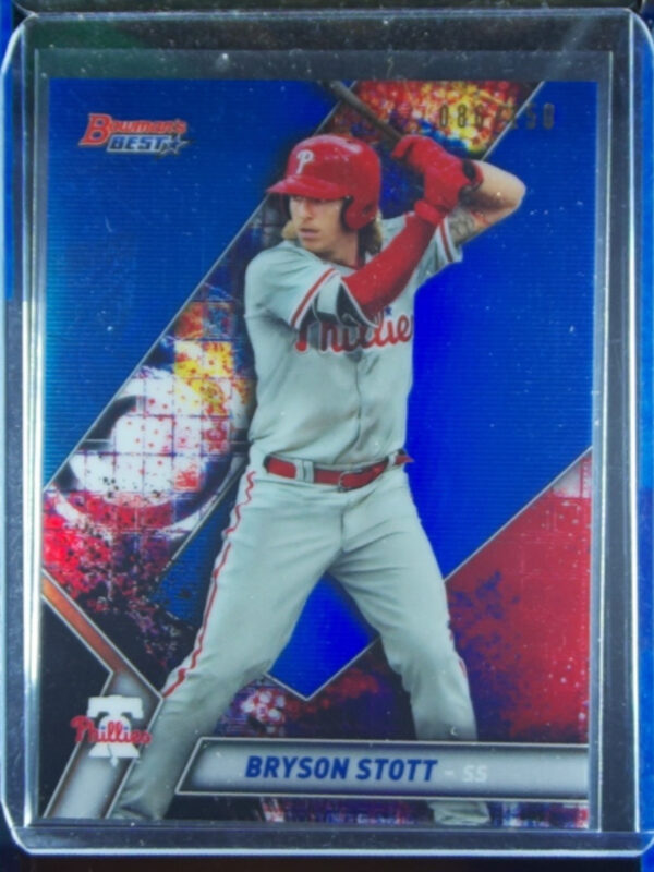 2019 Bowman's Best Bryson Stott SN150 #TP-6 Phillies Top Prospects Blue Refracto