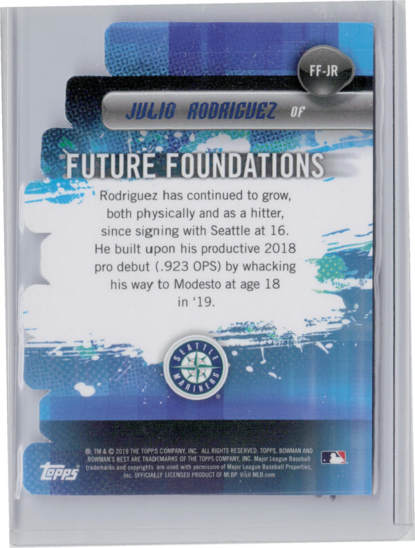 2019 Bowman's Best Julio Rodriguez #FF-JR Mariners Future Foundations Die Cuts - Image 3