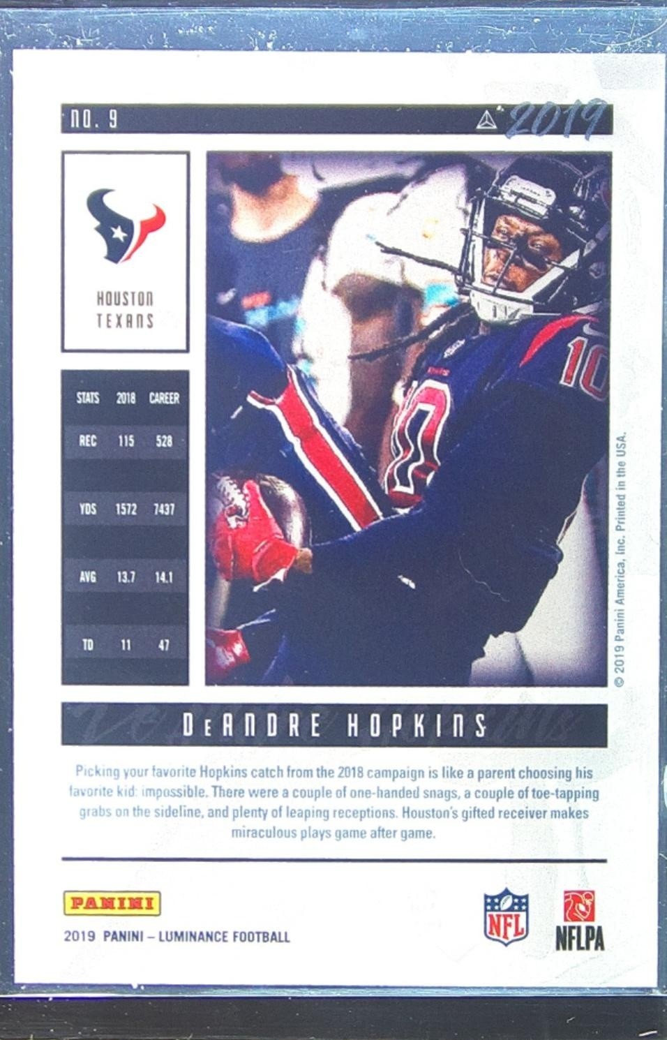 2019 Luminance DeAndre Hopkins Orange /25 #9 Texans - Image 3