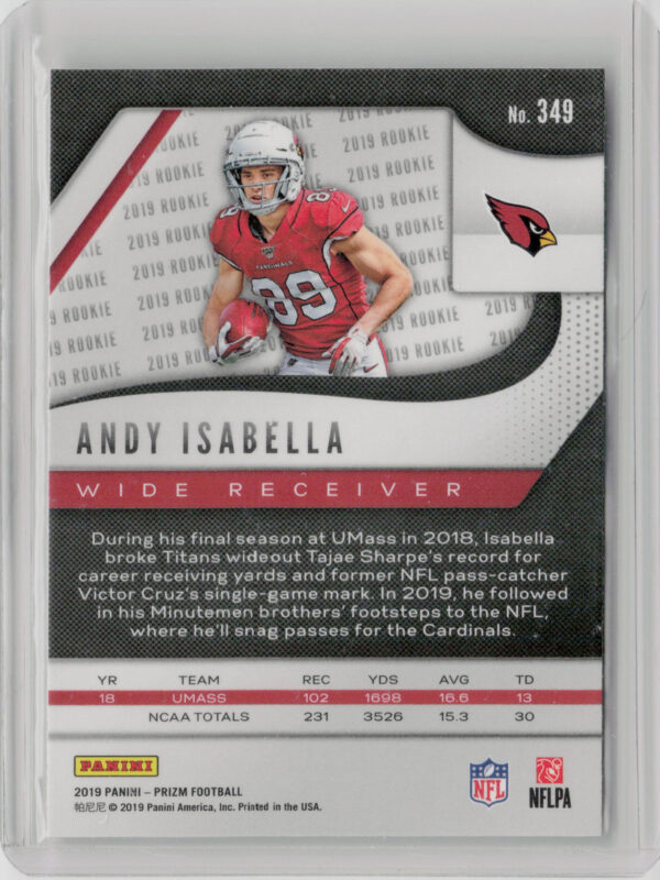 2019 Panini Prizm Andy Isabella RC #349 Cardinals - Image 3