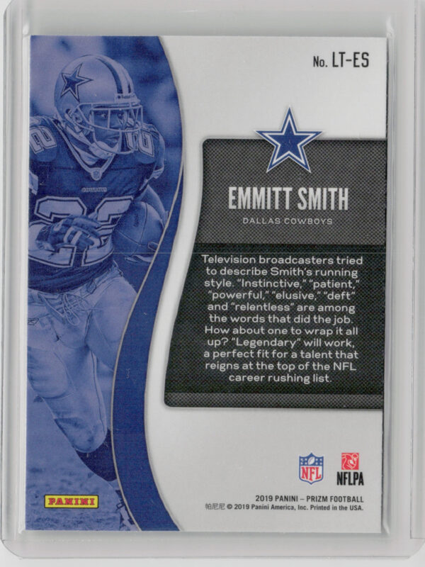 2019 Panini Prizm Emmitt Smith #LT-ES Cowboys Legendary Talents - Image 3