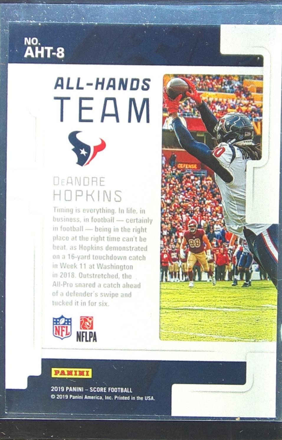 2019 Score DeAndre Hopkins #AHT-8 Texans All Hands Team Red - Image 3