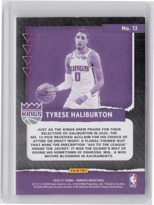 2020-21 Donruss Tyrese Haliburton #12 Kings Great X Pectations - Image 3