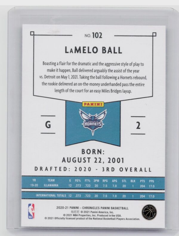 2020-21 Panini Chronicles LaMelo Ball Bronze #102 Hornets - Image 3