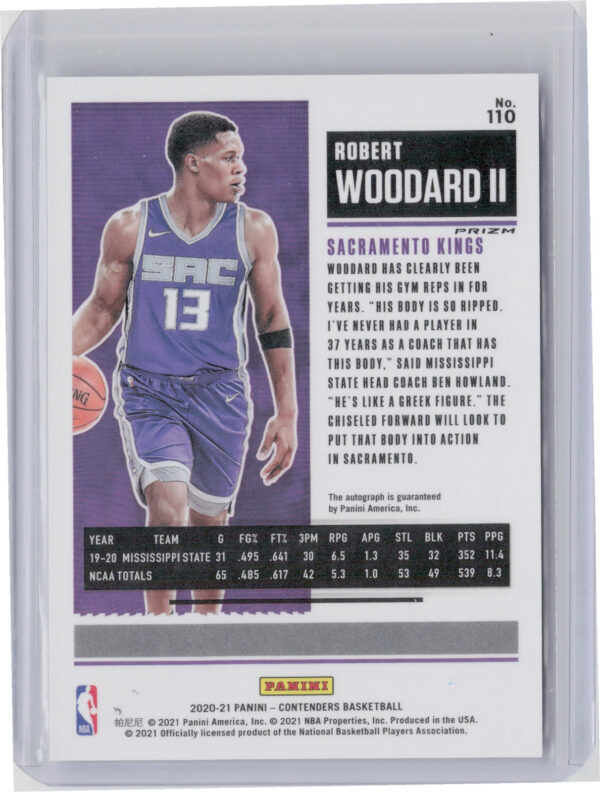 2020-21 Panini Contenders Robert Woodard II AU RC #110 Kings - Image 3
