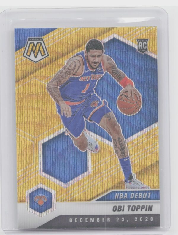 2020-21 Panini Mosaic Obi Toppin Mosaic Gold Wave #273 Knicks
