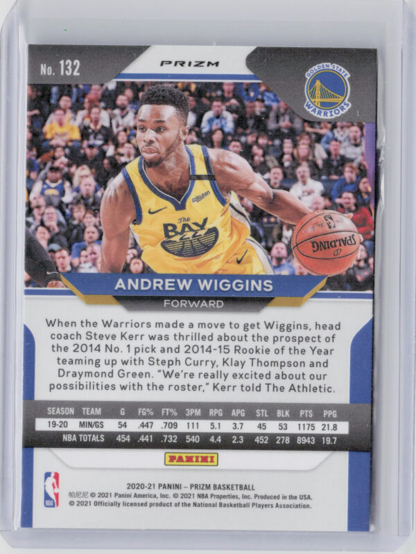 2020-21 Panini Prizm Andrew Wiggins Silver Prizms #132 Warriors - Image 3