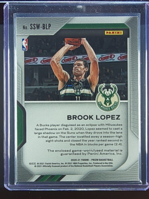 2020-21 Panini Prizm Brook Lopez #SSW-BLP Bucks Sensational Swatches - Image 3