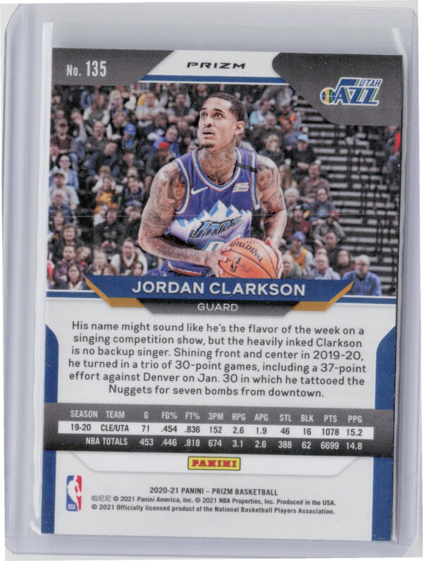 2020-21 Panini Prizm Jordan Clarkson Silver Prizms #135 Jazz - Image 3