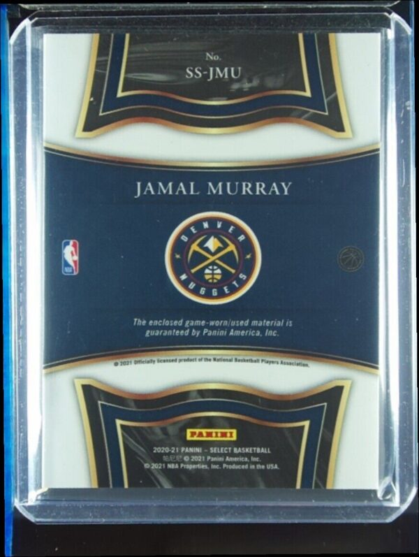 2020-21 Panini Select Jamal Murray MEM #SS-JMU Nuggets Selective Swatches - Image 3