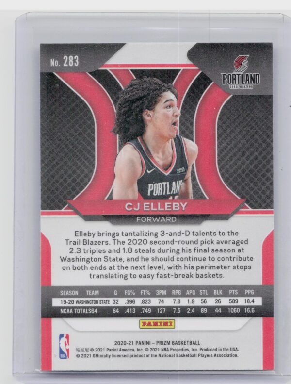 2020-21 Prizm CJ Elleby RC #283 Blazers - Image 3