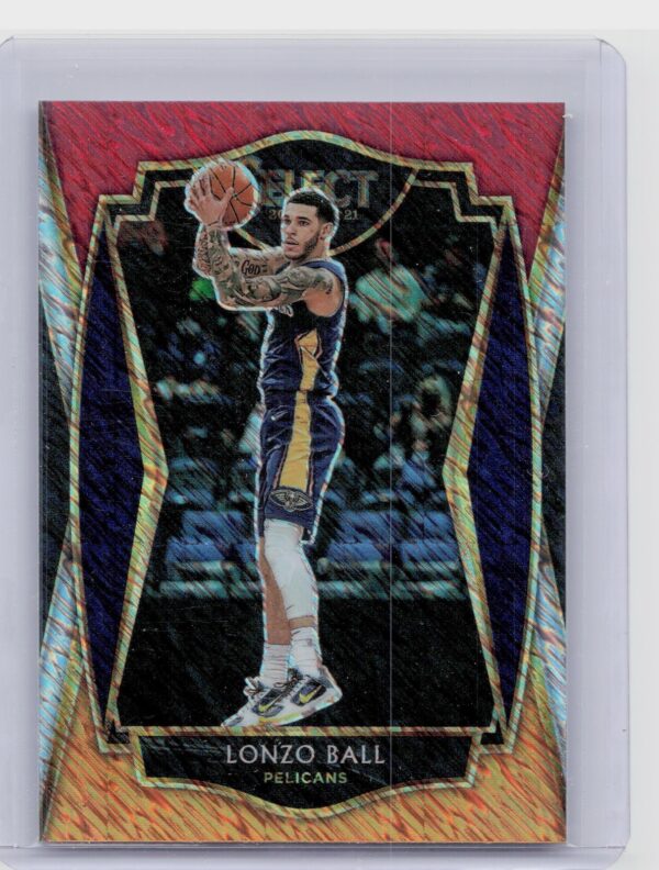 2020-21 Select Lonzo Ball Red White Orange Shimmer #137 Pelicans