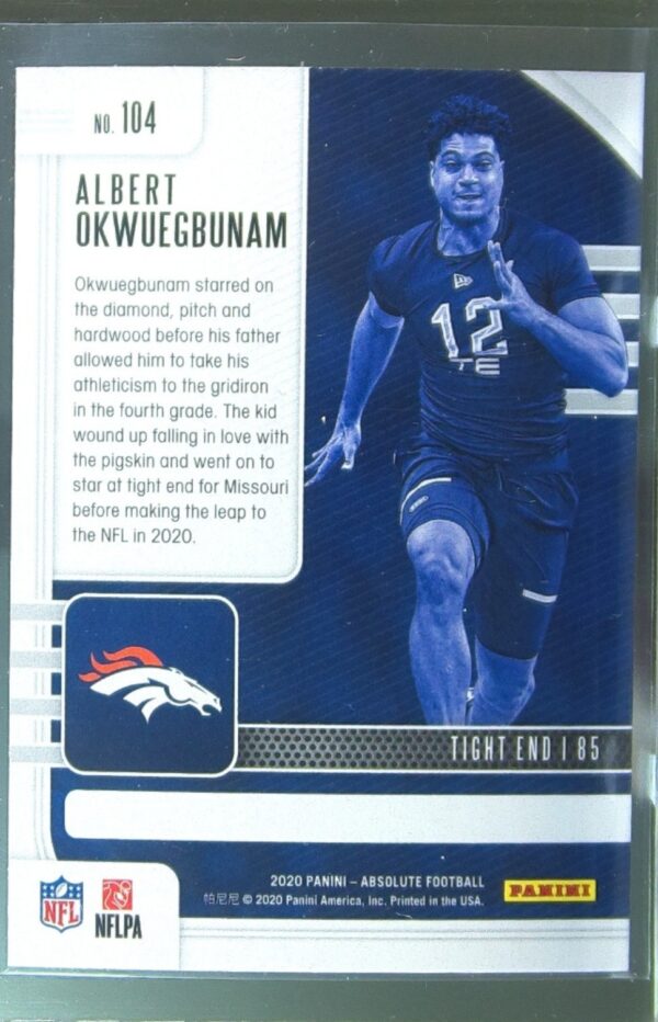 2020 Absolute Albert Okwuegbunam Retail RC #104 Broncos - Image 3