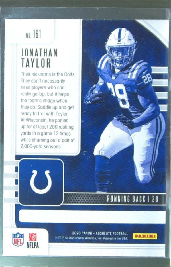 2020 Absolute Jonathan Taylor Retail RC #161 Colts - Image 3