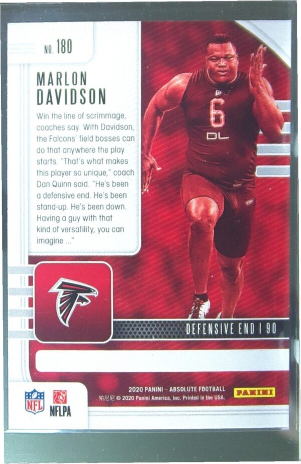 2020 Absolute Marlon Davidson Retail RC #180 Falcons - Image 3