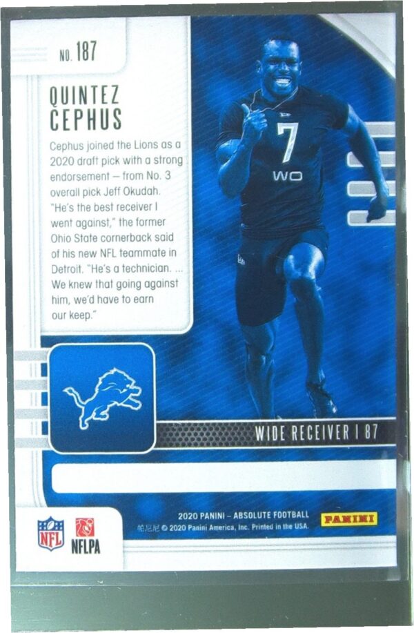 2020 Absolute Quintez Cephus Retail RC #187 Lions - Image 3
