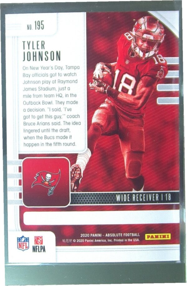 2020 Absolute Tyler Johnson Retail RC #195 Buccaneers - Image 3