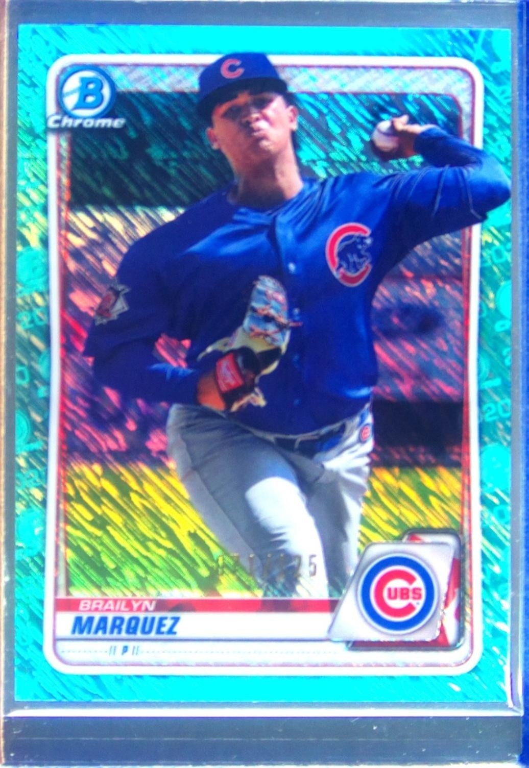 2020 Bowman Brailyn Marquez /125 #BCP-49 Cubs Chrome Prospects Aqua Shimmer Ref