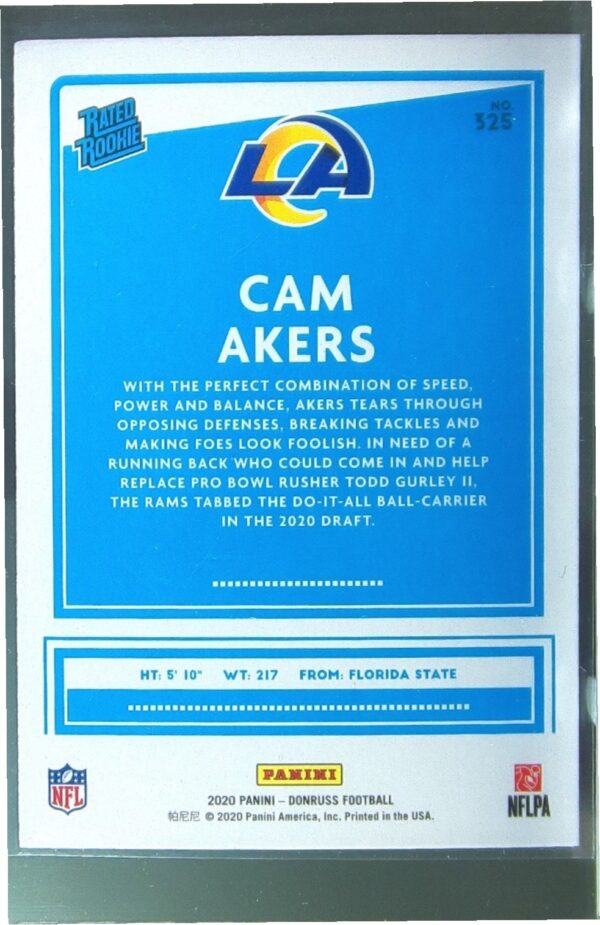 2020 Donruss Cam Akers RC #325 Rams - Image 3
