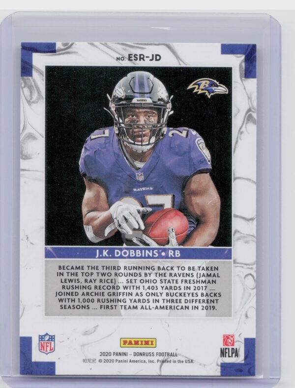 2020 Donruss J.K. Dobbins #ESR-JD Ravens Elite Series Rookies - Image 3