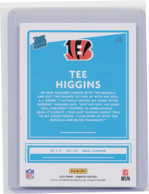 2020 Donruss Tee Higgins RC #310 Bengals - Image 3
