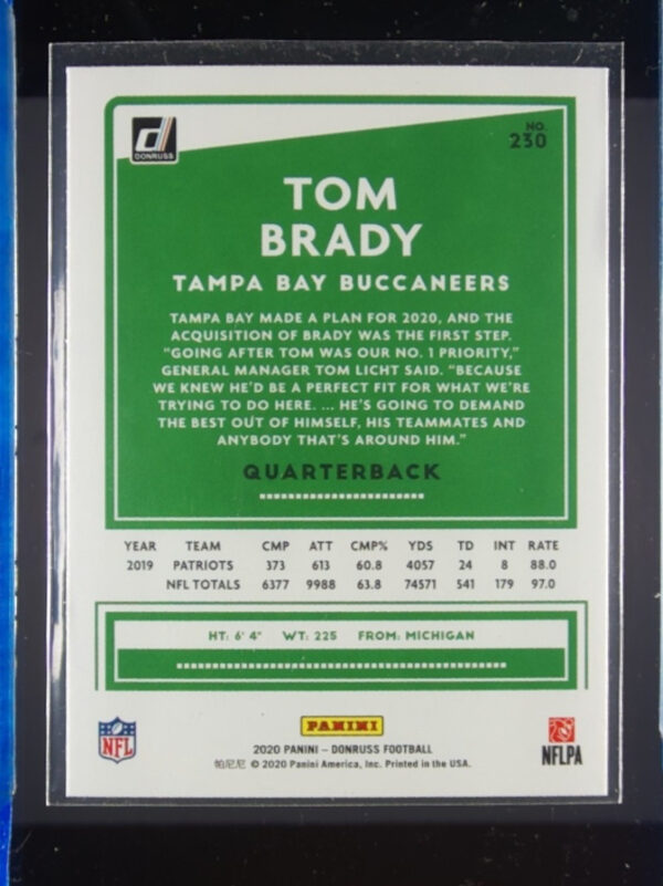 2020 Donruss Tom Brady #230 Buccaneers - Image 3